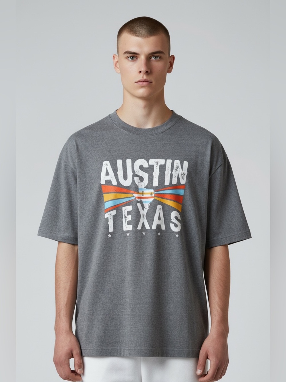 *Gildan Gray Austin Texas Graphic Tee with Orange and Blue Accents | NWOT